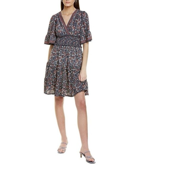 Max Studio Dresses & Skirts - Max Studio Women’s Mini Dress Size L Tiered A-Line Smocked  Boho Prairie Sheer